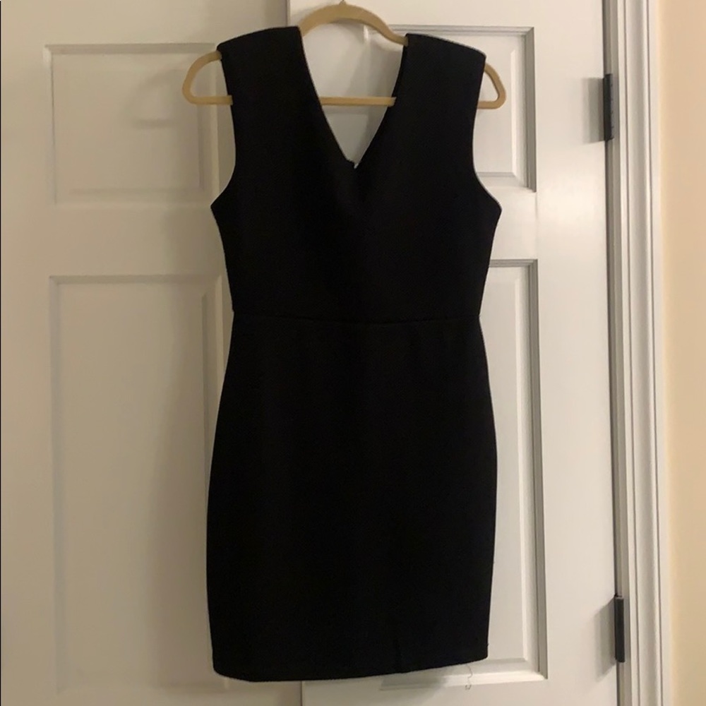 Black Waffled Midi Dress